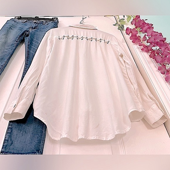 Lucky Brand Womens Blue Fade Denim Brooke Skinny Jeans + White Button Up Shirt - Picture 5 of 16